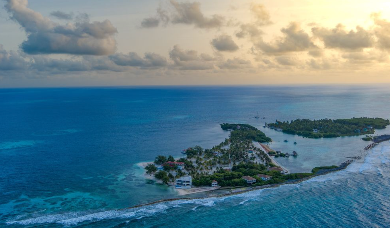 Aerial beach at Manta Island